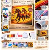 Hobby Mood Koşan Atlar 5d Diamond Painting - Elmas Mozaik Tablo Boyama Hobi Seti Kiti - 40X50 cm