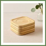 Hobibahçem Bambu Ahşap Kare Çay Tabağı 9.7x9.7 cm - 6'lı Set HB006