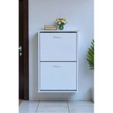 Holen Beyaz Renk Ayakkabılık 2 Düşer Kapak 52 Cm Genişlik Kapı Önü Asma Ayakkabılık 52X74x26 Cm