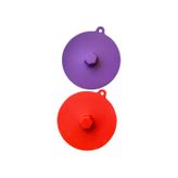 Holly Home 2'Li Silikon Mini Vakum Kapak, Kase, Kavanoz, Saklama Kabı Kapağı Mor/Kırmızı Çap:11 Cm
