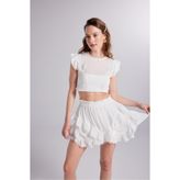 HOLLY LOLLY Brode Detaylı Crop Pixie Bluz, HLSS23-00037