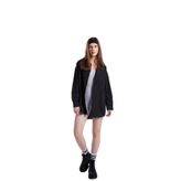 Holly Lolly HLSS24-00004 Lovesize Cepli Oversize Kesim Siyah Kadın Gömlek