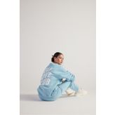 Holly Lolly Kadın Mavi Oversize Şardonlu Yazı Baskılı Fluffy Sweatshirt