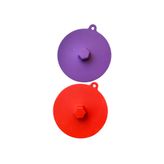 HOLLYHOME 2'li Silikon Mini Vakum Kapak, Kase, Kavanoz, Saklama Kabı Kapağı Mor/Kırmızı Çap:11 cm