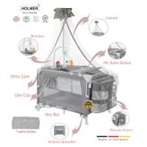 Holmer All In One ( Cibinlikli, Dönenceli, Alt Açma Ünüteli Oyun Parkı/park Yatak ) acik-gri