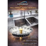 Hombak Paslanmaz Çelik Süzgeç Lavabo Evye Filtre Mutfak Gider Süzgeci Ve Tıkacı Çift Yönlü (8 CM)