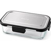 Home 1040 ml Cam Saklama Kabı, Kilitli Kapaklı, Fırın ve Mikrodalga Uyumlu, Buzdolabı ve Dondurucuya Uygun, Gıda Temasına Uygun Yemek Saklama Kabı - 0,33 - 00-Siyah - Beyaz