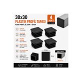 Home 30x30 Plastik Profil Tapası 4 Adet Kare Profil İç Tapa Geçmeli Profil Kapağı Siyah Kutu Profil Tapası Mobilya Masa Sandalye Ayağı Koruyucu