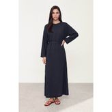 Hooopstore Basic Lyocell Cupra Lacivert Elbise