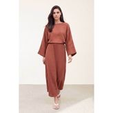 Hooopstore Dökümlü Kiremit Tunik Elbise