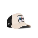 Horoz Logolu Bej-Siyah Trucker Şapka
