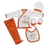 Hoşgeldin Bebek, Unisex Yenidoğan Bebek, Turuncu, Tavşan Desenli Beşli hastane Çıkışı