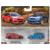 Hot Wheels Premium 2 Li Set Lancer Evolution / Subaru Foreste Kırmızı - Mavi