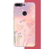 Huawei Y7 2018 - Honor 7C Uyumlu Renkli Kalp Baskılı Silikon Kılıf