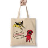 Humuts Deadpool Wolverine Marvel Açık Bej Uzun Saplı Bez Çanta