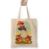 Humuts Goomba Jump Super Mario Açık Bej Uzun Saplı Bez Çanta