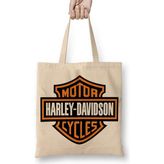 Humuts Harley Davidson Açık Bej Uzun Saplı Bez Çanta