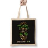 Humuts Leopard Skull Lady Worlds Dopest Mom Marijuana Weed Bez Kadın Günlük Çanta