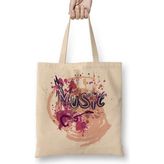 Humuts Music Splash Açık Bej Uzun Saplı Bez Çanta