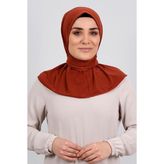 Hürrem Bone 2101-05 Kiremit Sandy Arkadan Çıtçıtlı Geçmeli Eşarp
