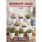 Hüskon Ticaret Dekoratif Saksı Seti 9 Adet - 12 cm Üretim Saksısına Uyumlu, Beyaz Saksı - Modern Çiçek Saksısı