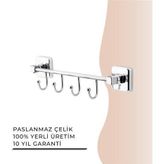 Igk Yapı - Çelik Banyo Kumru Kancalı Dörtlü Askılık (KU10-057)