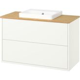 IKEA Beyaz-Bambu Lavabolu Banyo Dolabı 102X49X71 cm