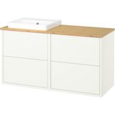 IKEA Beyaz-Bambu Lavabolu Banyo Dolabı 122X49X71 cm