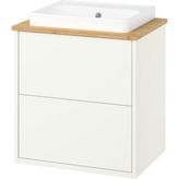 IKEA Beyaz-Bambu Lavabolu Banyo Dolabı 62X49X71 cm