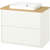 IKEA Beyaz-Bambu Lavabolu Banyo Dolabı 82X49X71 cm