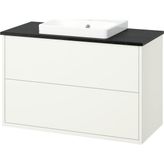 IKEA Beyaz-Siyah Mermer Lavabolu Banyo Dolabı 102X49X71 cm