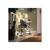 IKEA Kaliteli 3 Katlı Metal Ayakkabılık 76x24x59 Cm İkea Metal Antre Ayakkabılığı Siyah