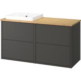 IKEA Koyu Gri-Bambu Lavabolu Banyo Dolabı 122X49X71 cm