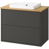 IKEA Koyu Gri-Bambu Lavabolu Banyo Dolabı 82X49X71 cm