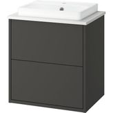 IKEA Koyu Gri-Beyaz Mermer Lavabolu Banyo Dolabı 62X49X71 cm