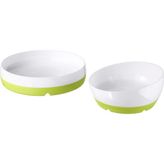 Ikea Smaglı Tabak Ve Kase Yeşil-Beyaz 2 Parça 30208348 - Düz ve kaydırmaz yüzey kase ve tabağın yerinde sabit durmasını sağlar bu sayede çocukların yemek yemesini de kolaylaştırır.