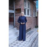 Iki Iplik Triko Elbise - Lacivert - 1