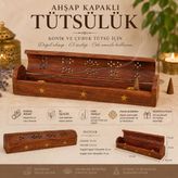 İki Yedi Konsept Arboral 771 Yıldız Figürlü Ahşap Tütsülük Çubuk ve Konik Tütsü Kutusu Ev Dekoru - Kahverengi - 31 cm