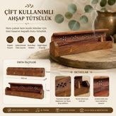 İki Yedi Konsept Arboral 773 Yaprak Figürlü Ahşap Tütsülük Çubuk ve Konik Tütsü Kutusu Dekoratif - Kahverengi - 25,5 cm