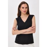 İKİLER V Yaka Mini Kollu Bluz 025-1010