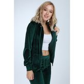 İkmal Kadın Zümrüt Yeşil Taşsız Kadife Eşofman Takımı Modern Paça Lastik ile Şıklık Sunar - 2XL