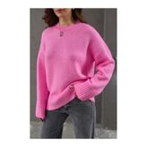 ikomteks Pembe Bisiklet Yaka Oversize Triko Kazak