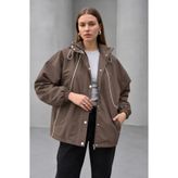İLKCET MODA Biye Detaylı Oversize Kadın Yağmurluk