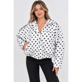 İLKCET MODA Puantiyeli Oversize Bomber İnce Kadın Ceket