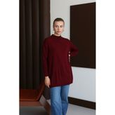 İlmek 22177 Kadın Rahat Kalıp Ince Triko Basic Kazak Bordo