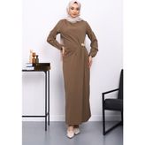 İmaj Butik Olive Önü Drapeli Tokalı Krep Elbise - 40