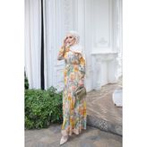 İmaj Butik Yeşil Eteği Katlı Çiçek Desenli Elbise - 48