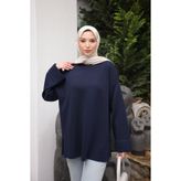 İmajButik Lacivert Simli Merserize Triko Tunik