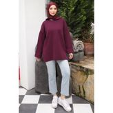 İmajButik Mürdüm Simli Merserize Triko Tunik