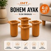 İmt Aksesuar Bohem Mobilya Ayağı 15 cm 4 Adet Robot Süpürge Uyumlu Koltuk Kanepe Tv Ünitesi Baza Dolap Ayağı Modern Plastik Ayak - Meşe - 4'lü